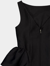 Roland Mouret Black Gathered Taffeta Peplum Top