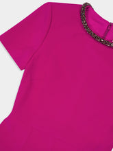 Roland Mouret Dark Pink Cady Diamante Midi Dress