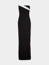 Roland Mouret Black Strapless Monochrome Drape Gown