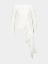 Roland Mouret Cream Off-Shoulder Draped Jacket
