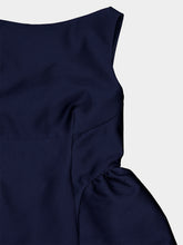 Roland Mouret Navy Sleeveless Peplum Column Midi Dress
