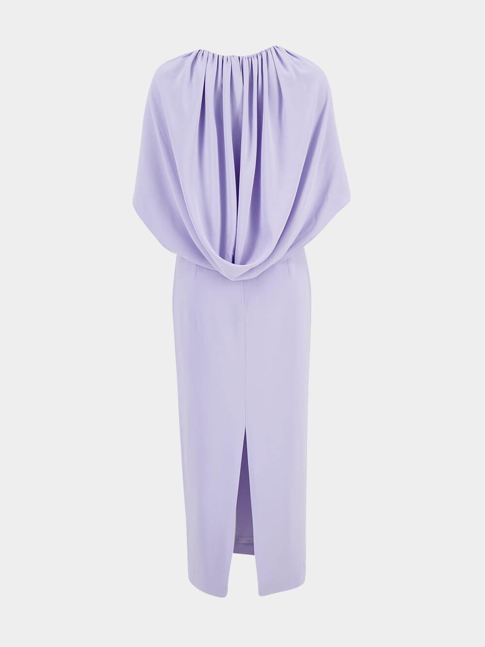 Lavender Satin Crepe Cape Midi Dress