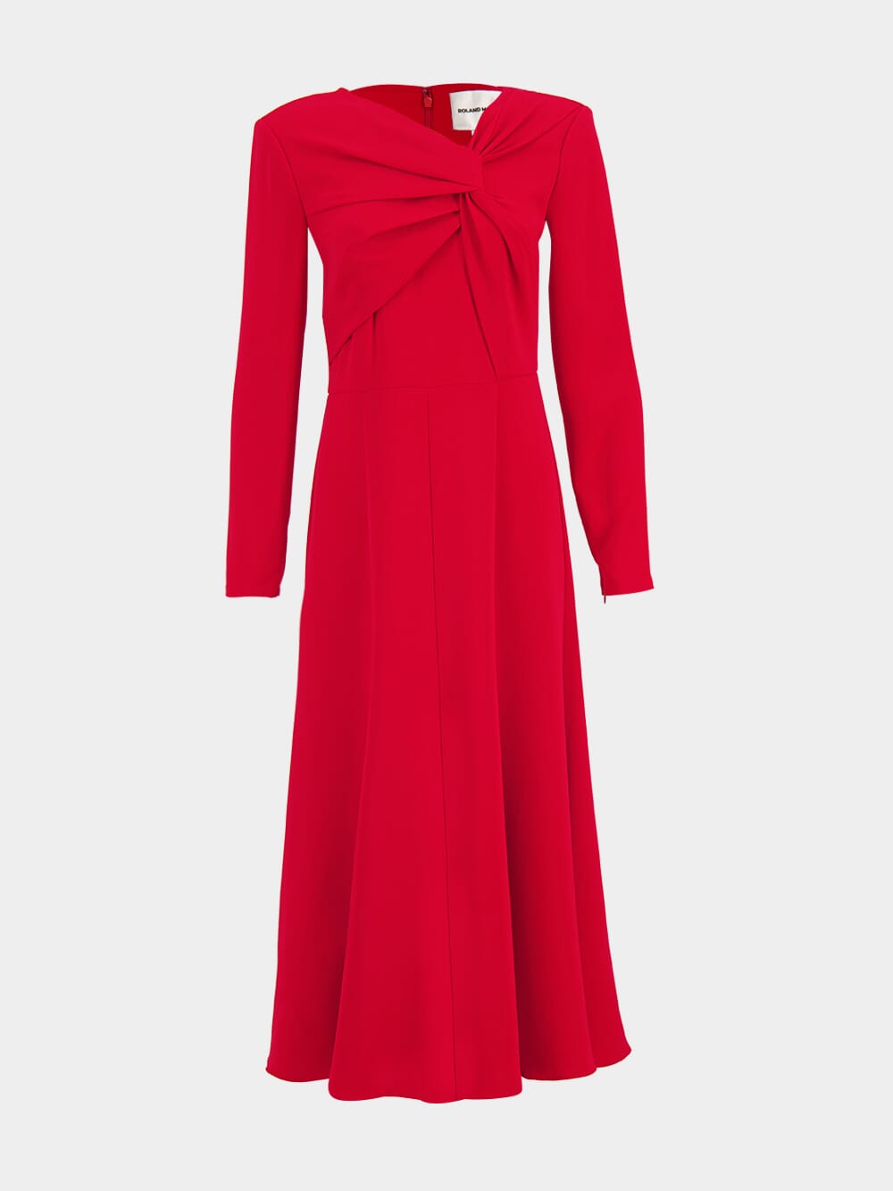 Red Long Sleeve Light Cady Midi Dress