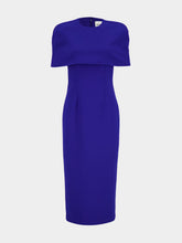 Roland Mouret Royal Blue Cape Tencel Midi Dress