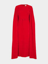 Roland Mouret Red Light Cady Cape Midi Dress with Belt