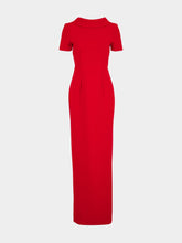 Roland Mouret Red Collared Crepe Column Gown