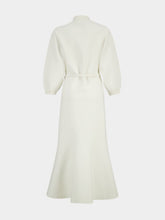 Roland Mouret Cream Belted Blouson Knit Midi Dress
