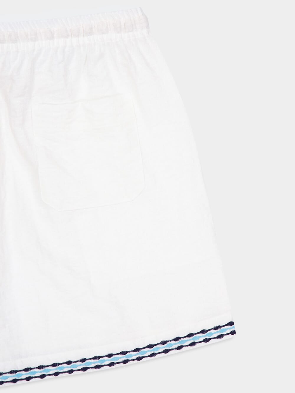 White Frequency Embroidered Resort Shorts