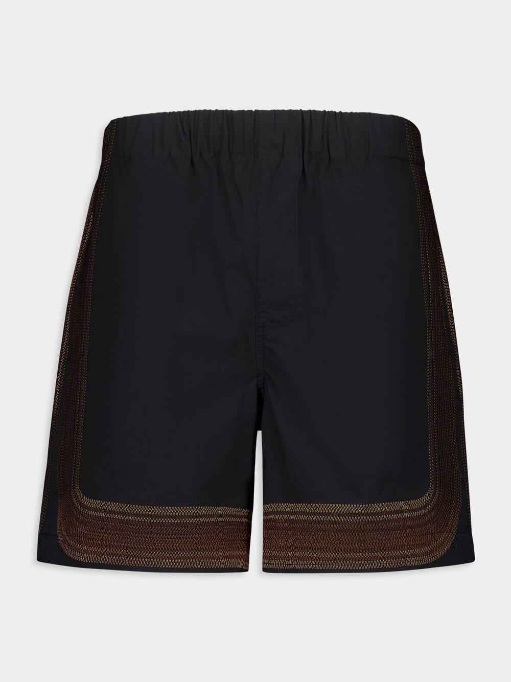 Black Sunwaves Embroidered Cotton Shorts