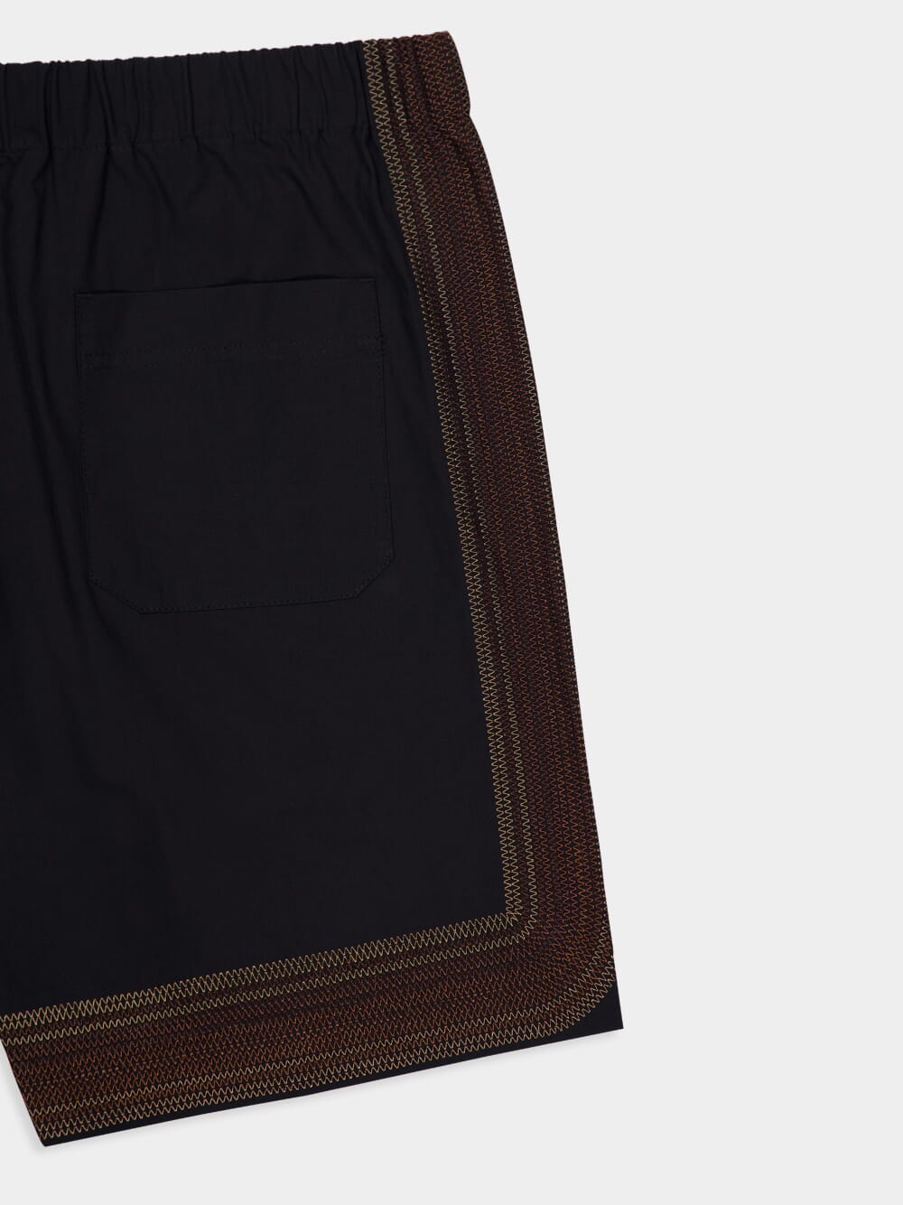 Black Sunwaves Embroidered Cotton Shorts