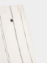 Commas Cream Woven Stripe Resort Shorts