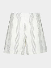 Commas Off-White Textured Stripe Resort Shorts