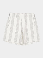 Commas Off-White Textured Stripe Resort Shorts