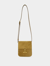Tom Ford Camel Suede Crossbody Bag with T Hardware