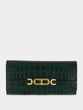Tom Ford Green Stamped Crocodile Leather Continental Wallet