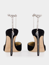 Jimmy Choo Black Suede Crystal-Embellished Saeda Pumps