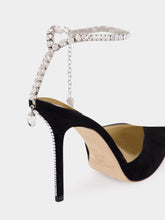Jimmy Choo Black Suede Crystal-Embellished Saeda Pumps