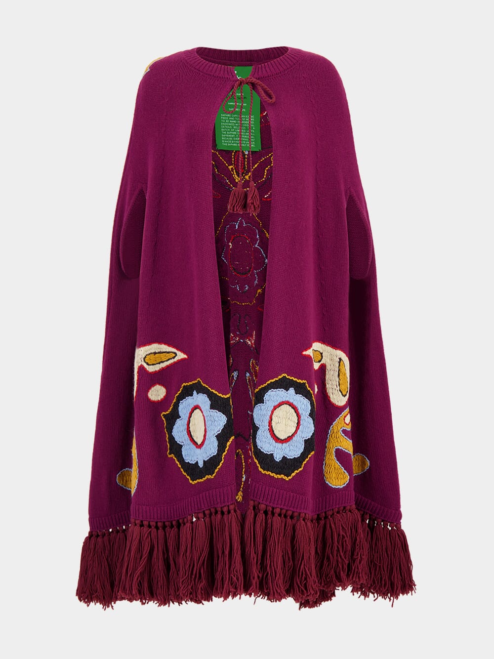 Saphire Purple Potion Hand Embroidered Knitted Cape