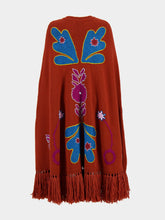 Paula Saphire Orange Hand-Embroidered Knitted Cape
