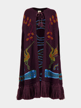 Paula Saphire Purple Hand-Embroidered Knitted Cape
