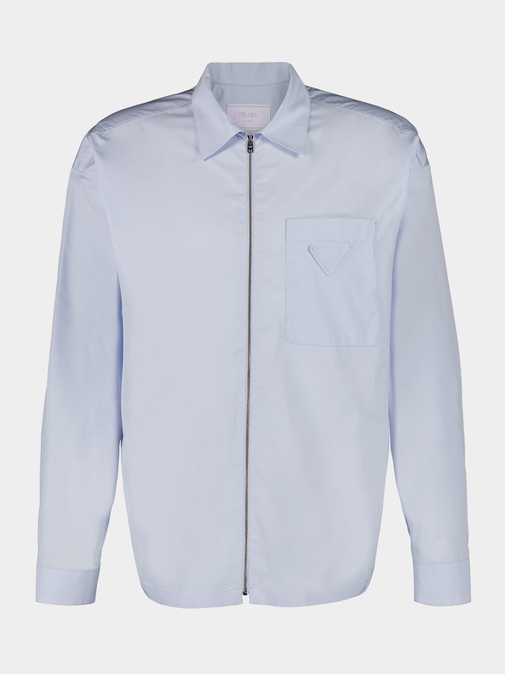 Light Blue Poplin Shirt with Zipper