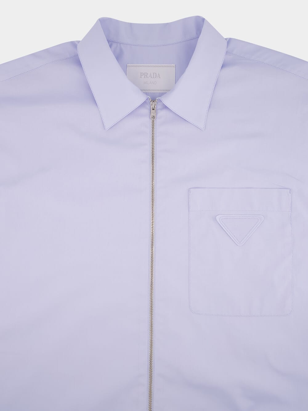 Light Blue Poplin Shirt with Zipper