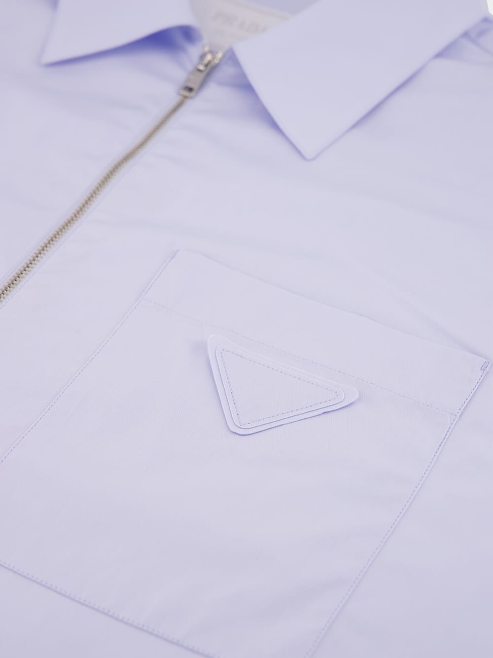 Light Blue Poplin Shirt with Zipper