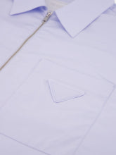 Prada Light Blue Poplin Shirt with Zipper