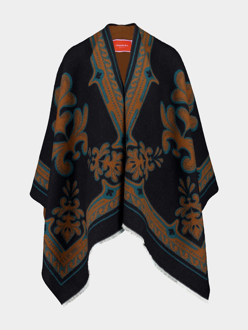 Herald Black Wool-Silk Poncho