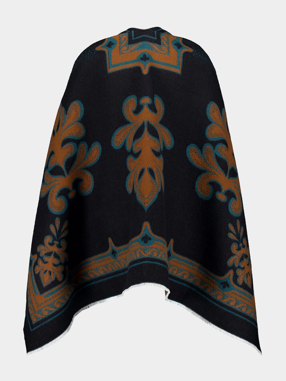 Herald Black Wool-Silk Poncho