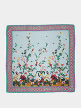 La DoubleJ Blue Zooflora Silk Foulard