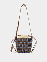 Marni Blue and Brown Beaded Bucket Bag