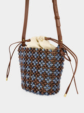 Marni Blue and Brown Beaded Bucket Bag