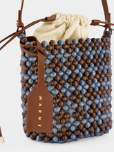 Marni Blue and Brown Beaded Bucket Bag