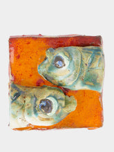 Studio Bongard Orange 3D Two Head Sardine Tile Sculpture