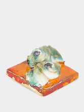 Studio Bongard Orange 3D Two Head Sardine Tile Sculpture