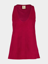 Paula Serena Red Dahlia Scoop-Neck Leather Tank Top