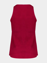 Paula Serena Red Dahlia Scoop-Neck Leather Tank Top