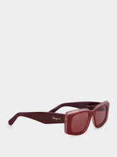 Ferragamo Burgundy Rectangular Sunglasses