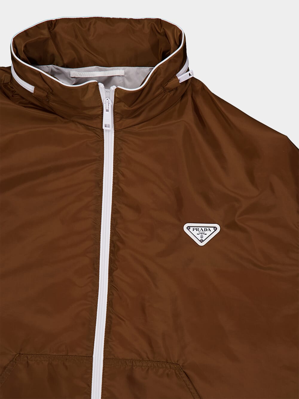 Brown Re-Nylon Zipped Lightweight Jacket