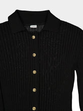 Balmain Black Buttoned Ribbed Knit Cardigan