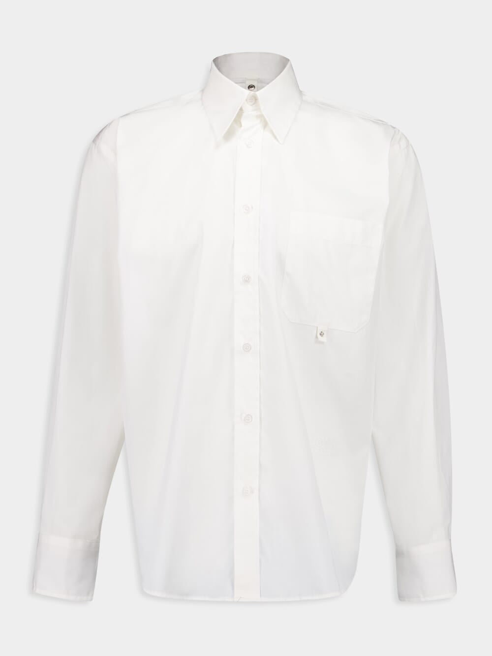 White Detachable-Collar Long Sleeve Shirt