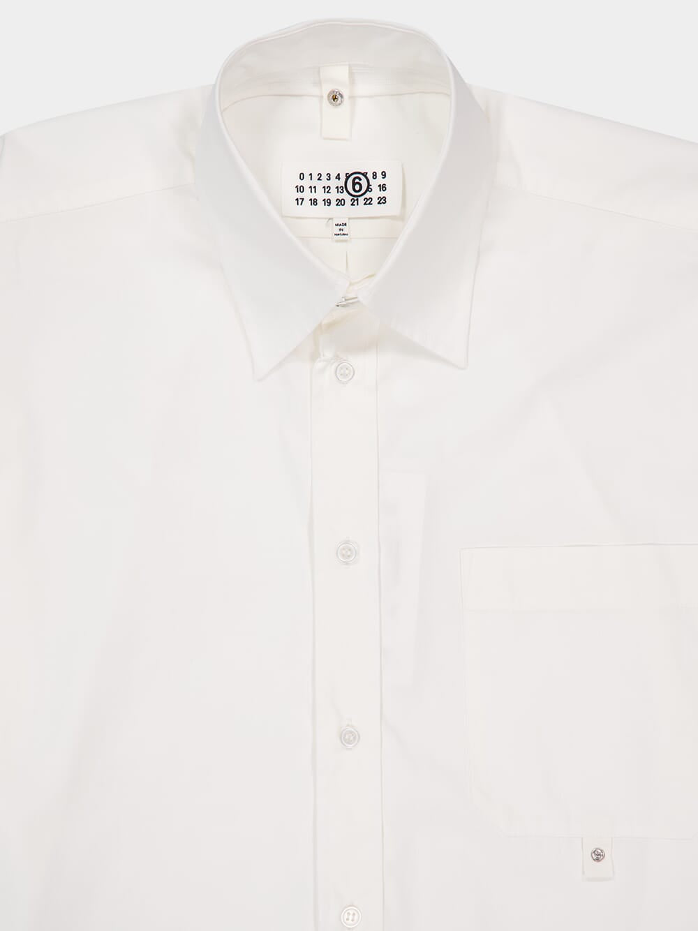 White Detachable-Collar Long Sleeve Shirt