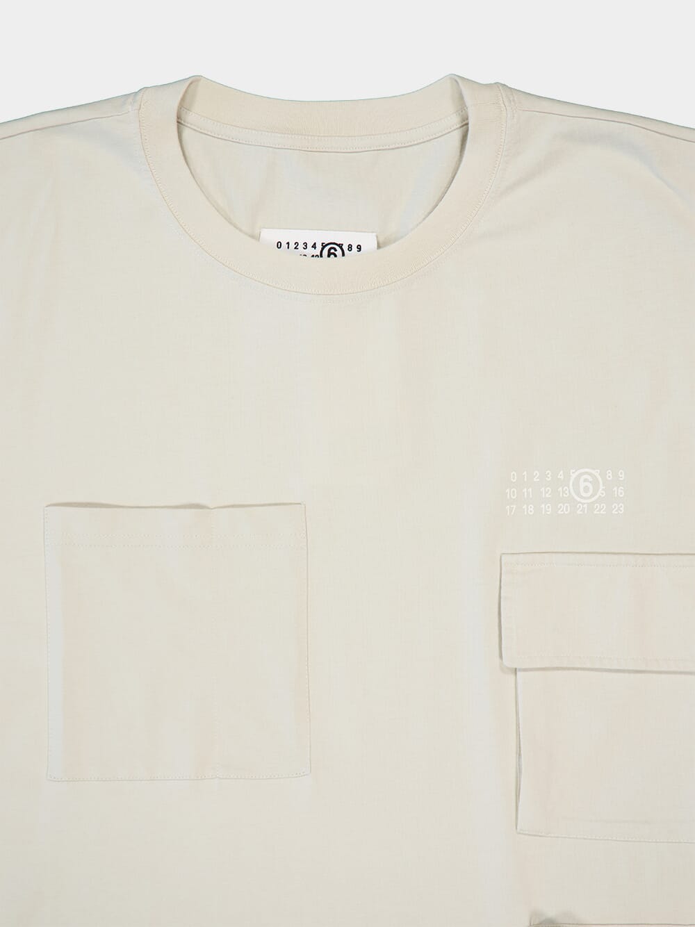 Beige T-shirt with Multiple Pockets And Logo Print