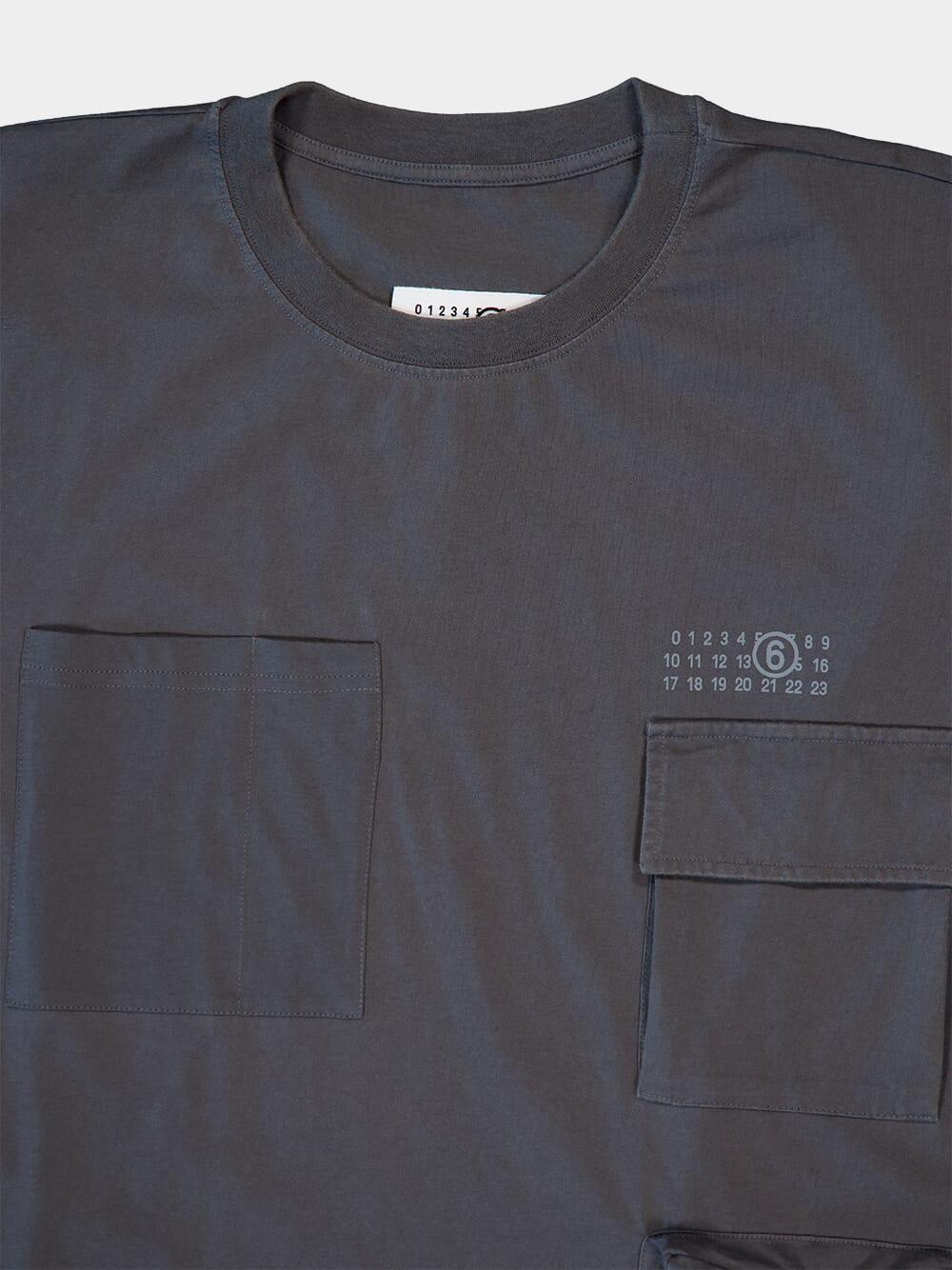 Dark Grey T-shirt With Multiple Pockets And Logo Print