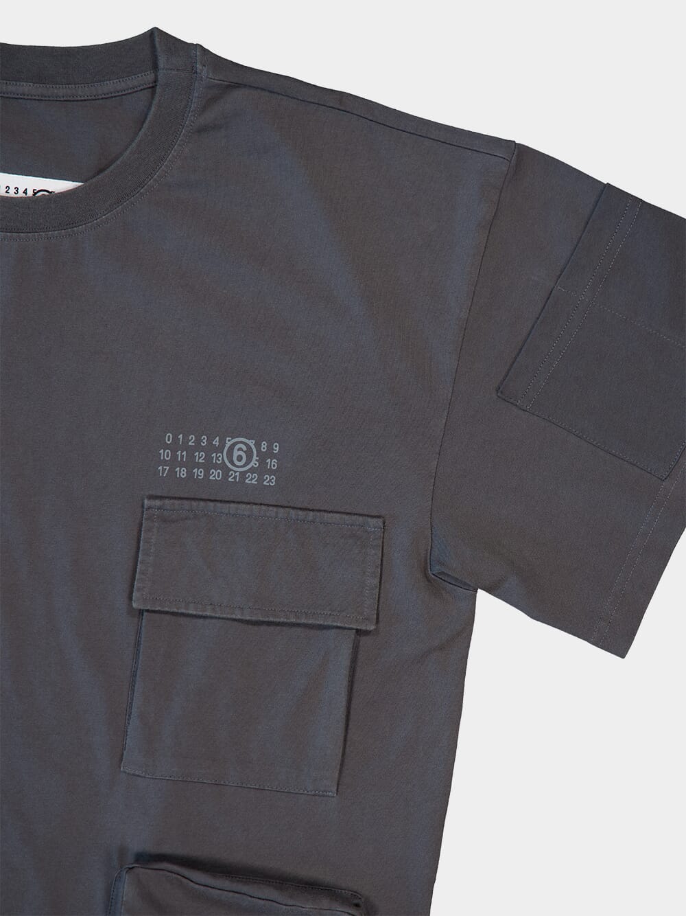 Dark Grey T-shirt With Multiple Pockets And Logo Print