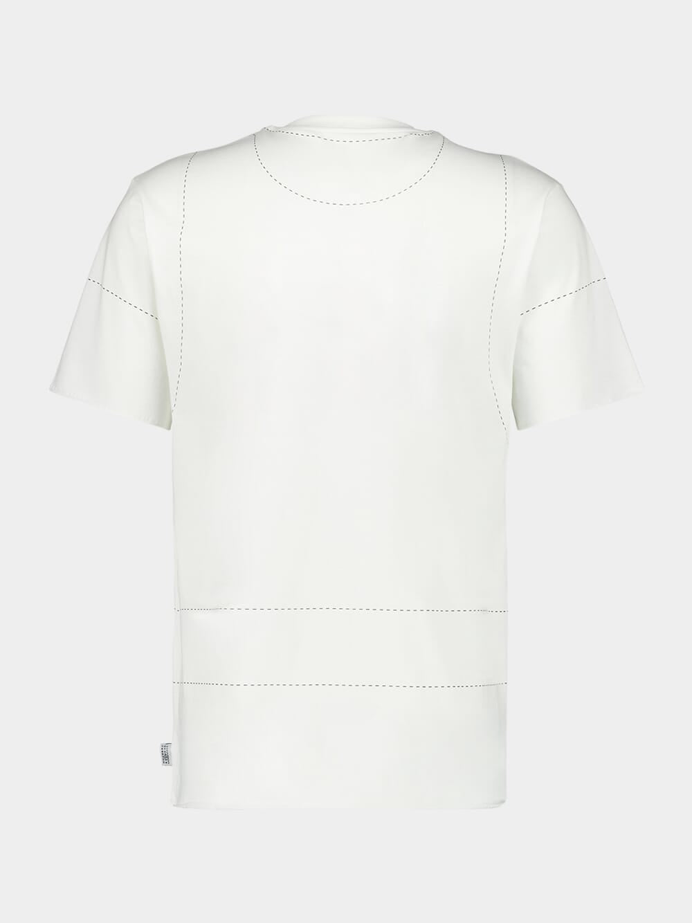 White T-shirt With Seam Line Print