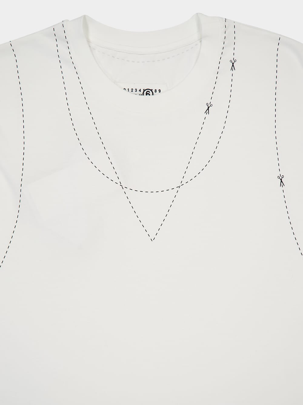 White T-shirt With Seam Line Print