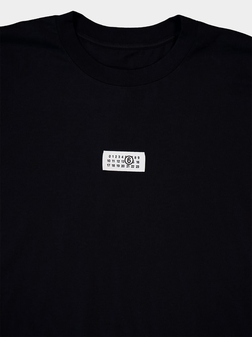 Black Numbers Motif-Patch Cotton T-Shirt