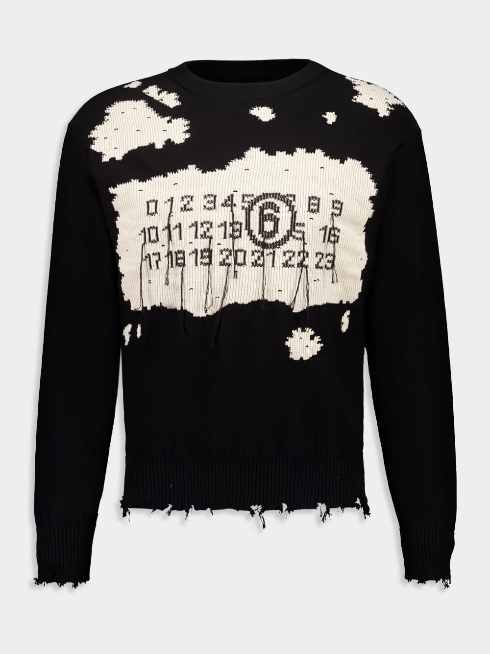 Black Distressed Numbers Crewneck Jumper